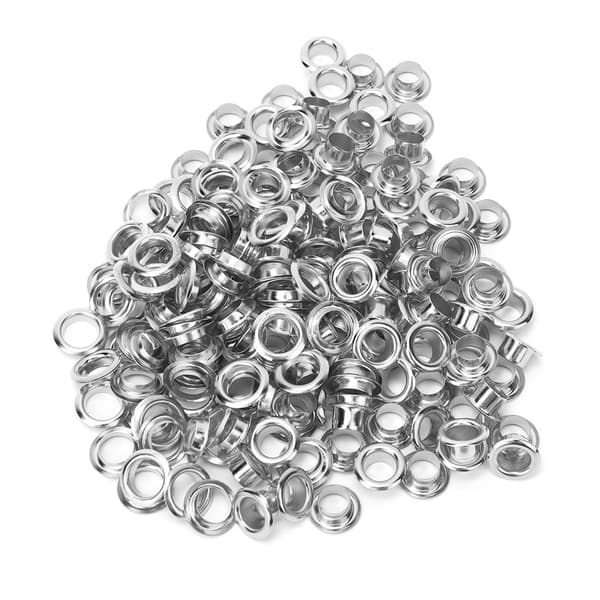 100 st 6 mm mässing dubbelsidig öljetthål nit för klädväska / bälte / sko (silver)