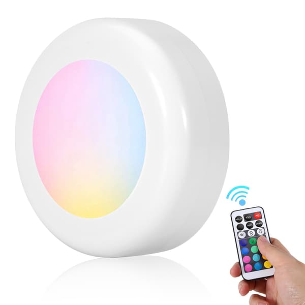 Trådløs LED Puck Lys RGB 12 Farver Dæmpbar Natlampe