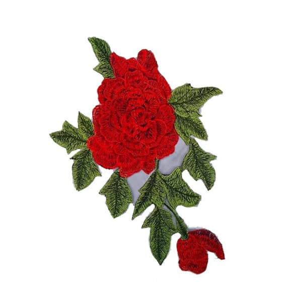 Rose Patch 10.2x7.1in Udsøgt tekstur Holdbar polyester Multifunktionel blomsterpatch til tøj taske sko