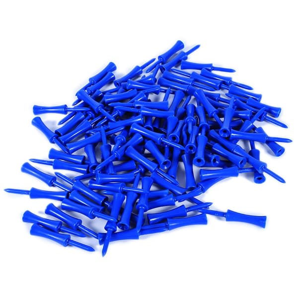 100-pack blå golfpeggar 68 mm Step Down plastpeggar - Robusta golftillbehör för bana och träning