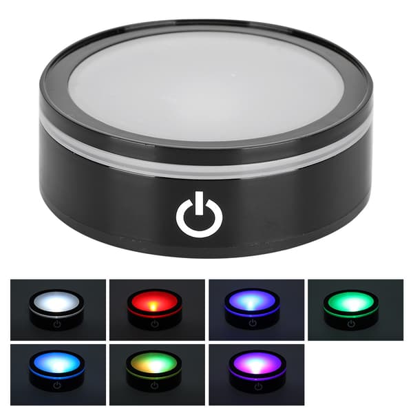 LED Base Krystal Sort Flad Touch Multi Mode Farverigt Hvidt Lys 3D Indgraveret Laser Base