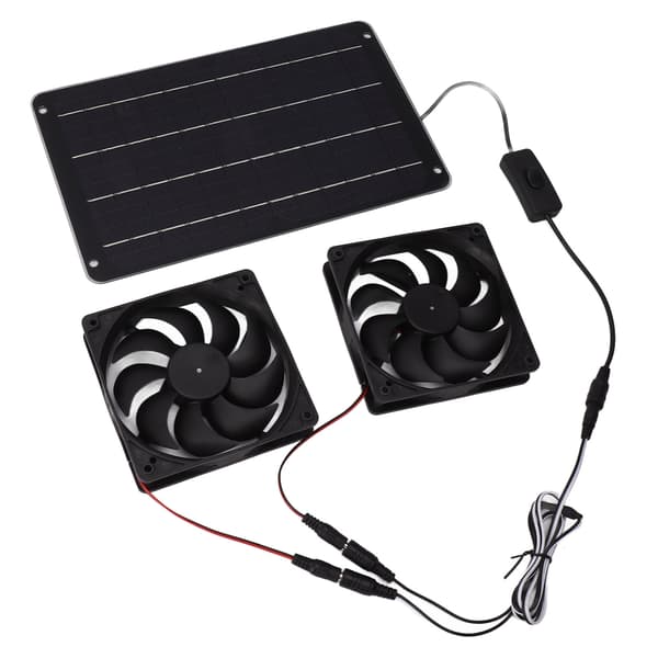 20W Solar Dobbeltventilator 12V Effektivt Energibesparende Panel Ventilationssæt med Afbryder til Dyrehus Drivhus