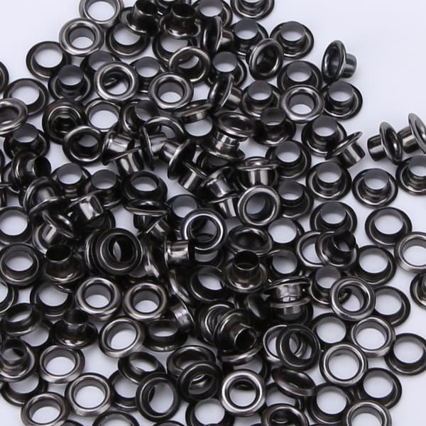 100 sæt messingøje tøjtaske tilbehør dobbeltsidet 4 mm øje grommet kit sort