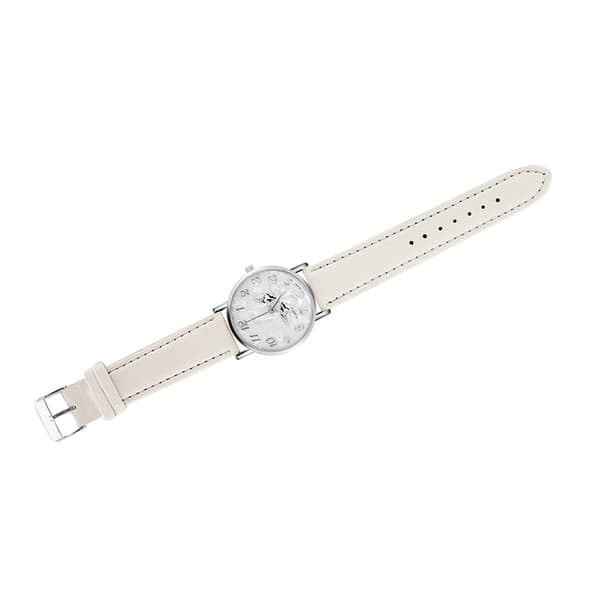 Dame hvid PU læder kvarts analogt armbåndsur