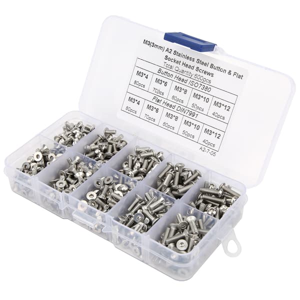 600 stk. M6 unbrakoskruesæt - 304 rustfrit stål pan/fladhoved hardwarekit