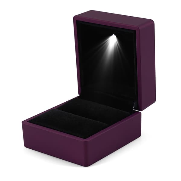 Lila LED-belyst ringförvaringslåda Smyckesdisplay Presentfodral