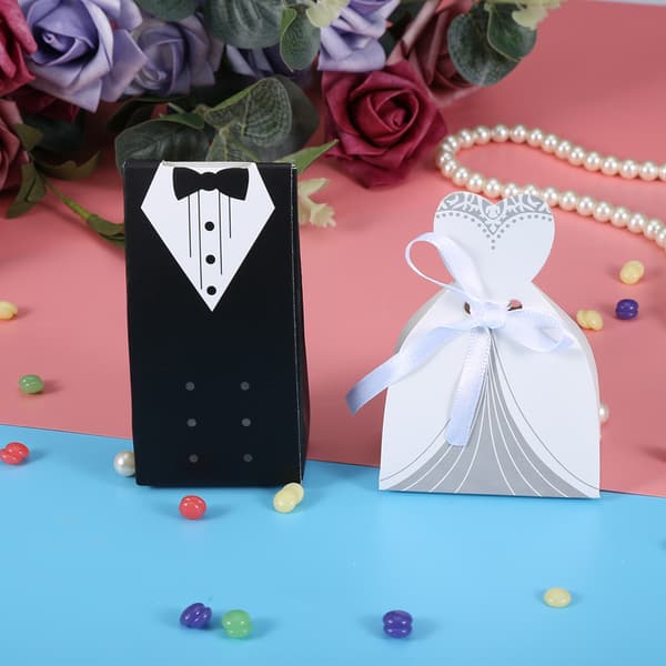 Elegant Romantisk Box Godis Gåva Bröllopsfest Dekoration, 2-pack