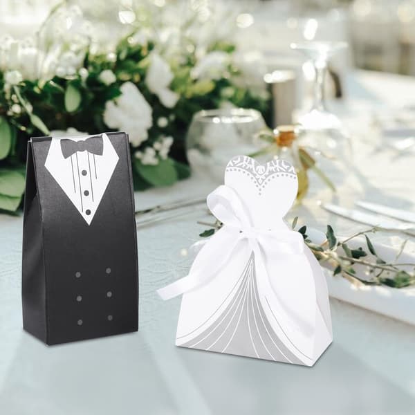 Elegant Romantisk Box Godis Gåva Bröllopsfest Dekoration, 2-pack