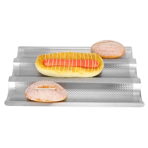 3 riller franskbrødsbageform Baguettebølgebrødform Bageværktøj Sølv