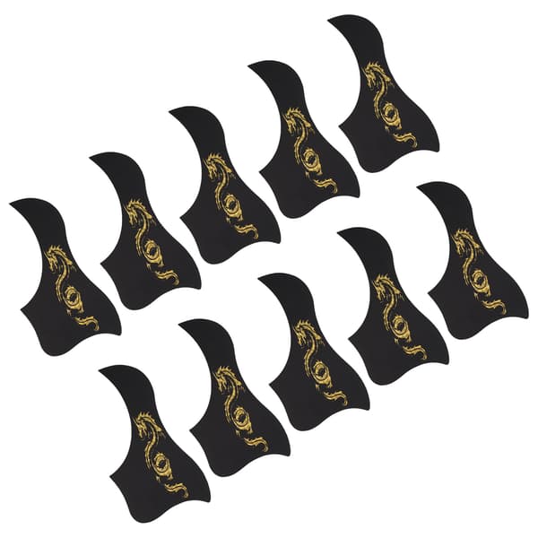 10 st PVC Plektrumskydd för Akustisk Gitarr, Drakmönster Repskydd Set, 40\" 41\", Guld