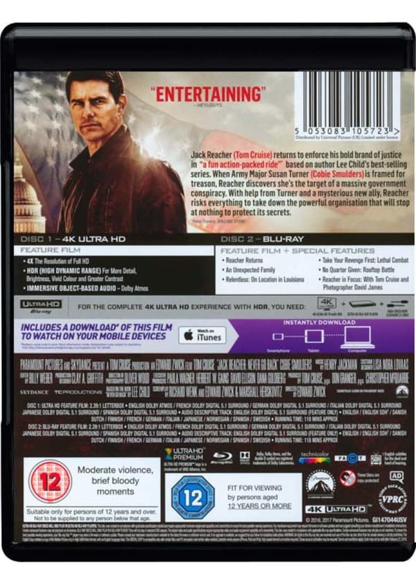 Jack Reacher 2: Never Go Back (2016) (4K UHD)
