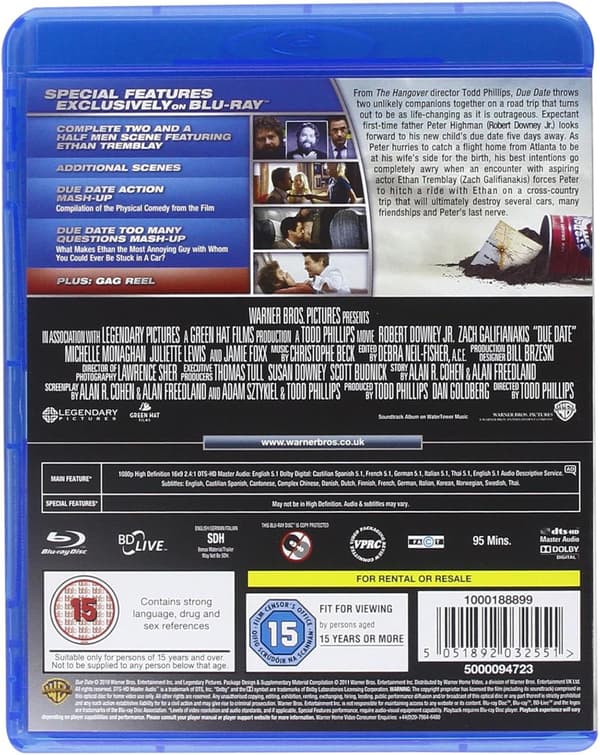 Due Date (2010) Blu-Ray (import, Swedish subtitles)