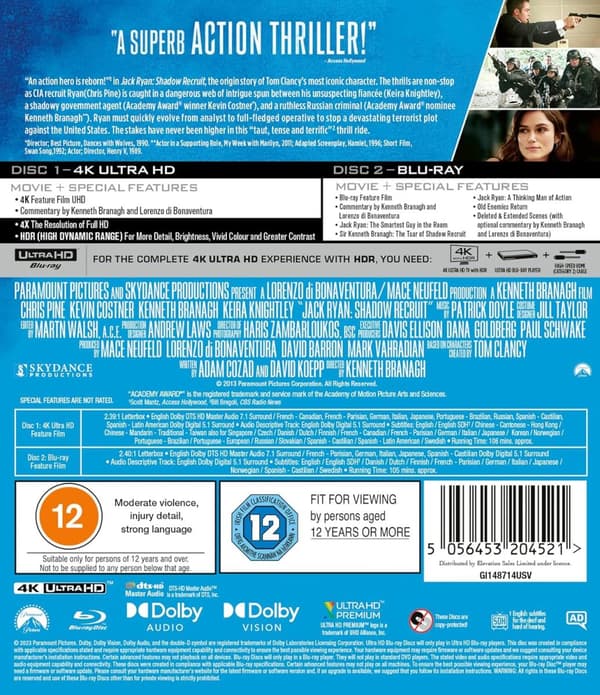 Shadow Recruit (2014) (Chris Pine as Jack Ryan) (4K UHD)