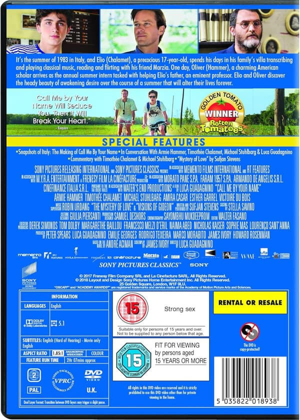 Call Me by Your Name (2017) (DVD)