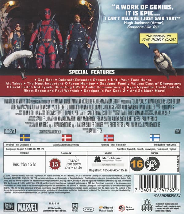 Deadpool 2 (2018) Blu-Ray (svensk text)