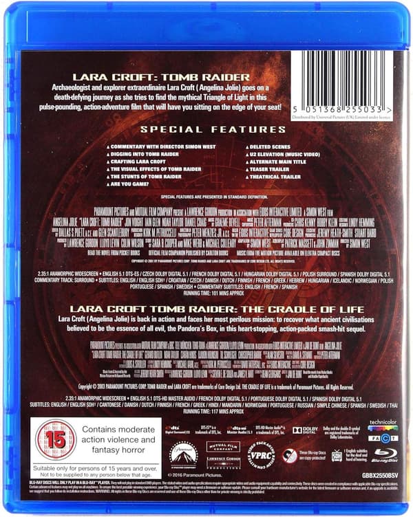 Tomb Raider 1 & 2 (2001 & 2003) (Blu-Ray)
