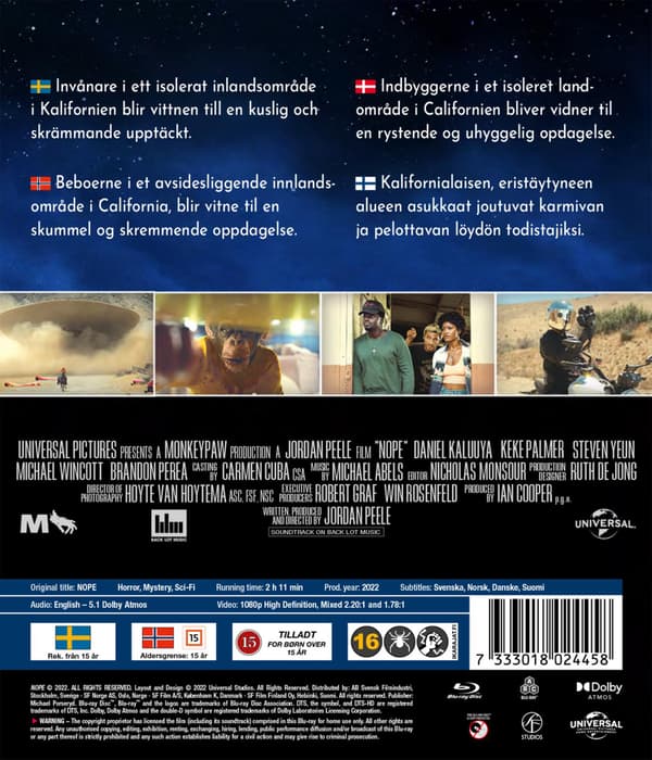 Nope (2022) Blu-Ray (svensk text)