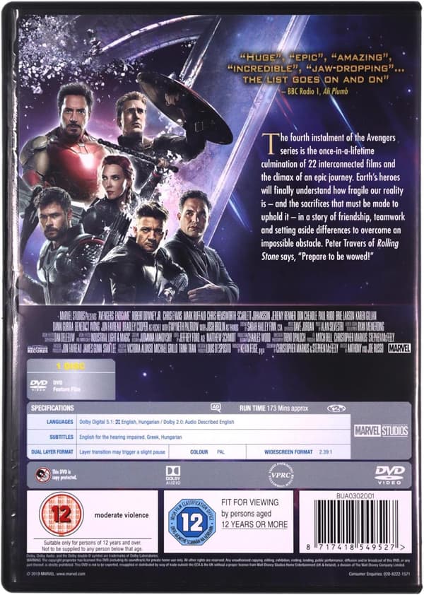 Avengers 4: Endgame (2019) (DVD)