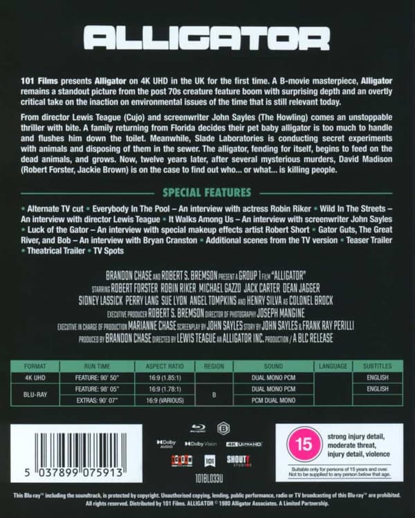 Alligator (1980) 4K UHD + Blu-Ray (import)