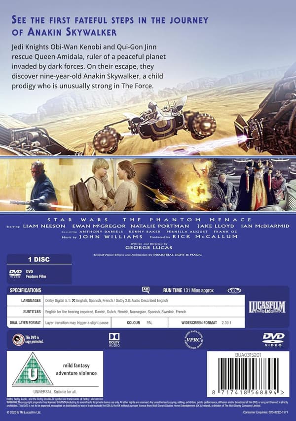 Star Wars: E1 - Phantom Menace (1999) (DVD)