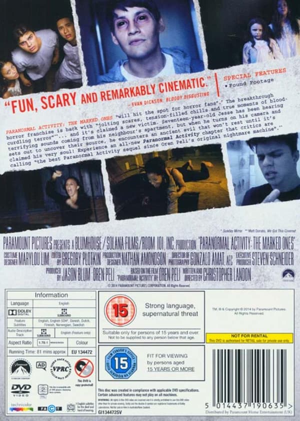Paranormal Activity 5: The Marked Ones (2014) (DVD)