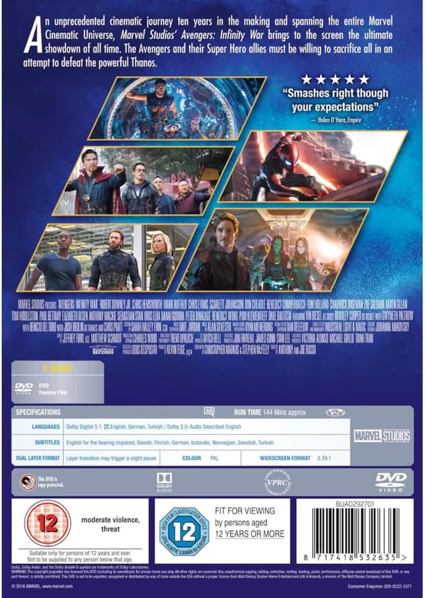 Avengers 3: Infinity War (2018) (DVD)