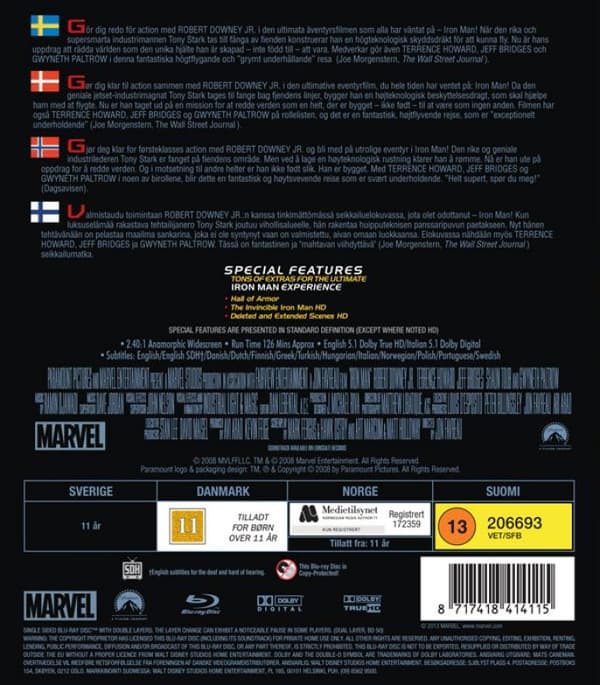 Iron Man 1 (2008) (Blu-Ray)