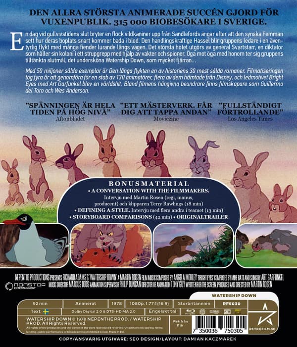 Watership Down (1978) / Den Långa Flykten (Blu-Ray)