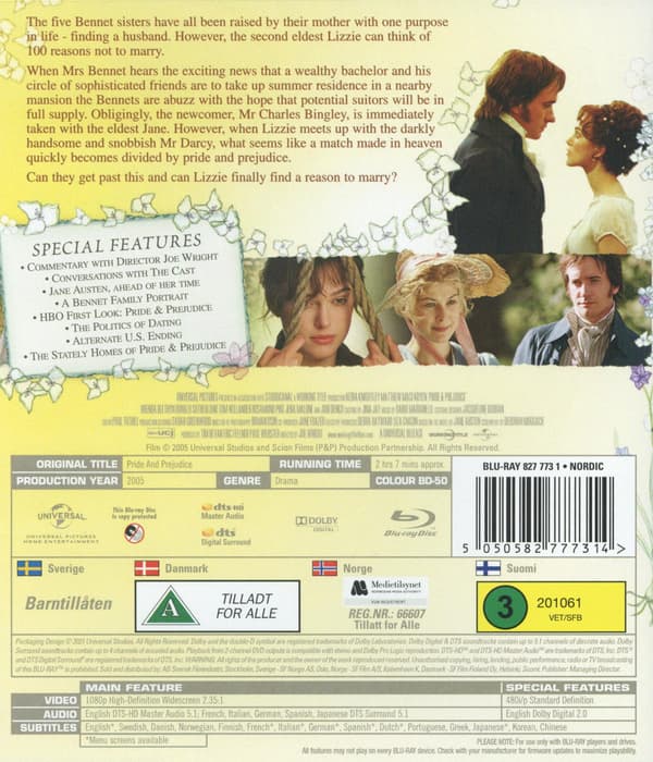 Pride & Prejudice (2005) Blu-Ray (svensk text)