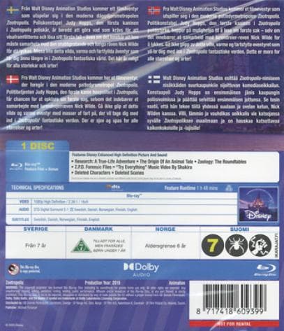 Zootropolis (aka Zootopia) (2016) (Blu-Ray)