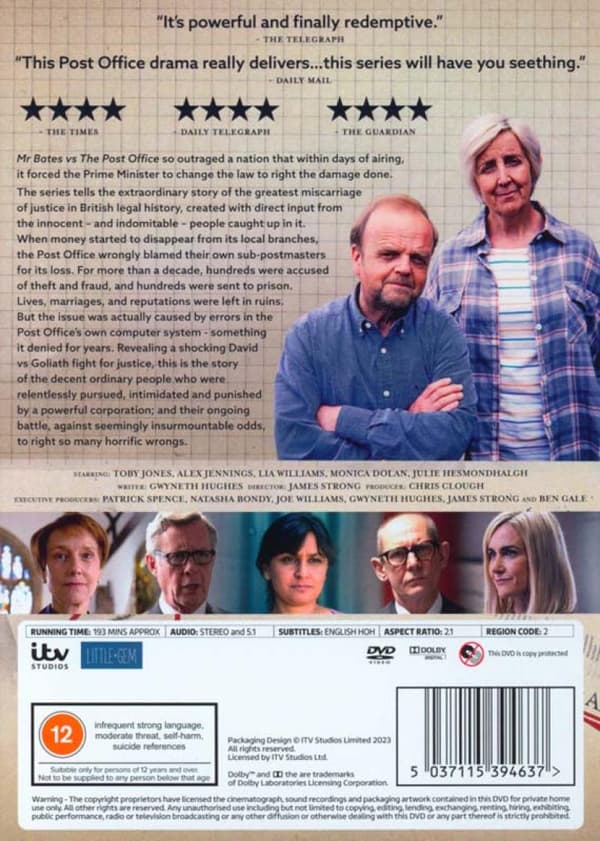 Mr Bates vs. The Post Office (2024) Mini Series (DVD)
