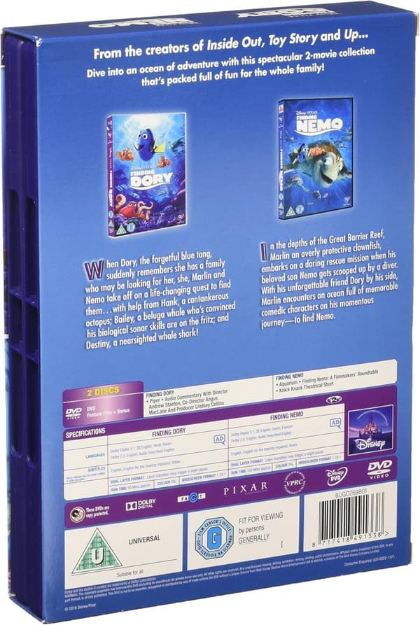 Finding Nemo (2003) & Finding Dory 2016) (DVD) 2 Movie Collection