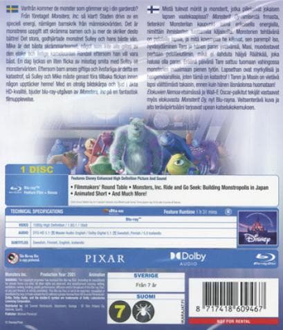 Monsters Inc (2001) (Blu-Ray)