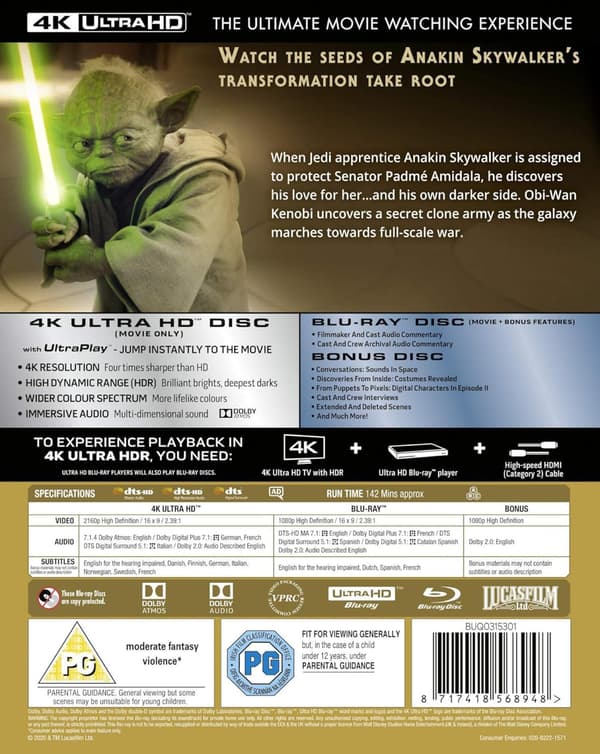 Star Wars: E2 - Attack Of The Clones (2002) (4K UHD)