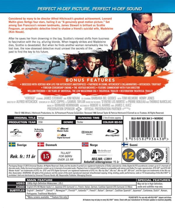 Vertigo (1958) Blu-Ray (svensk text)