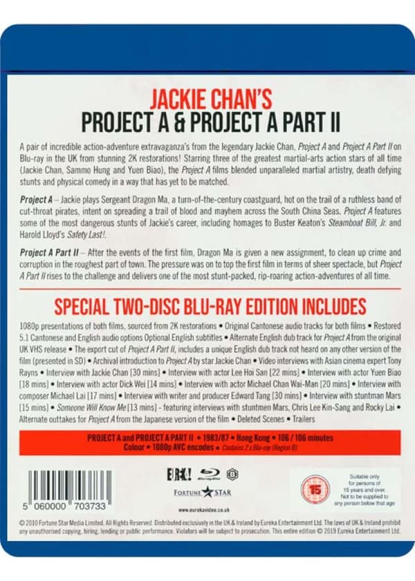 Project A 1 & 2 (1983 & 1987) (Blu-Ray) 2 Movie Collection