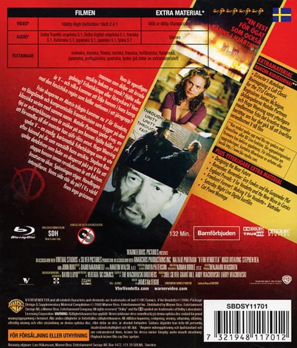 V For Vendetta (2005) Blu-Ray (svensk text)