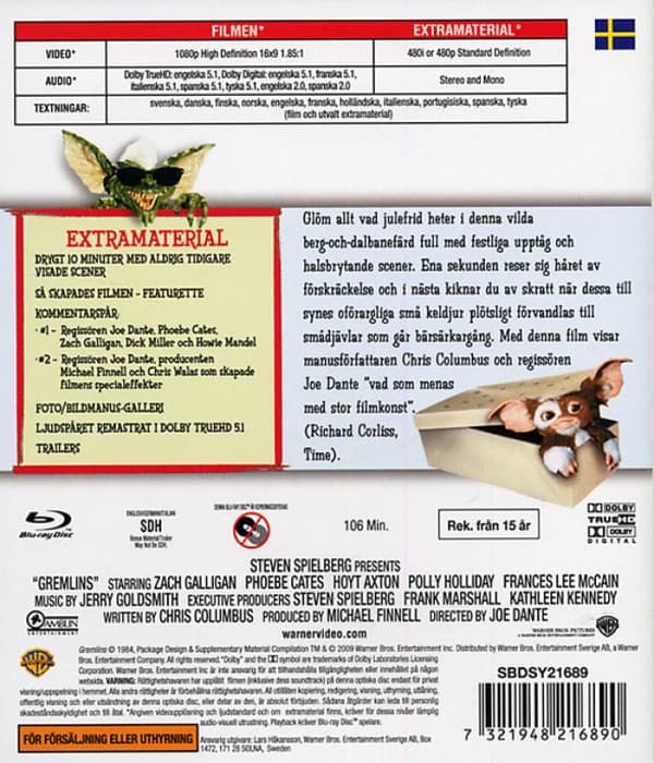 Gremlins (1984) Blu-Ray (svensk text)