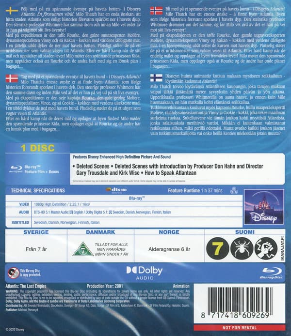 Atlantis: The Lost Empire (2001) (Blu-Ray)