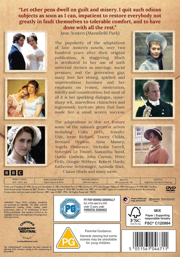 Jane Austen Collection - 6 BBC Feature Length Adaptions (DVD)