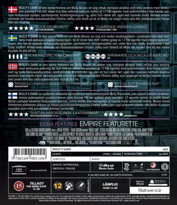 Mollys Game (2017) Blu-Ray (svensk text)
