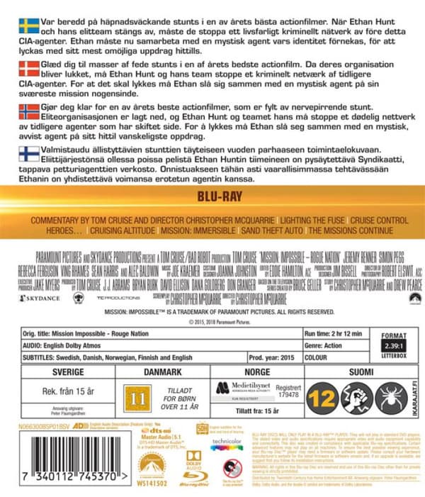 Mission: Impossible 5: Rogue Nation (2015) (Blu-Ray)