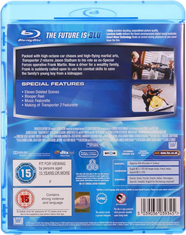 The Transporter 2 (2005) Blu-Ray (import, Swedish subtitles)