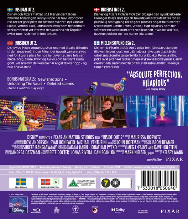 Inside Out 2 (2024) / Insidan ut (Blu-Ray)