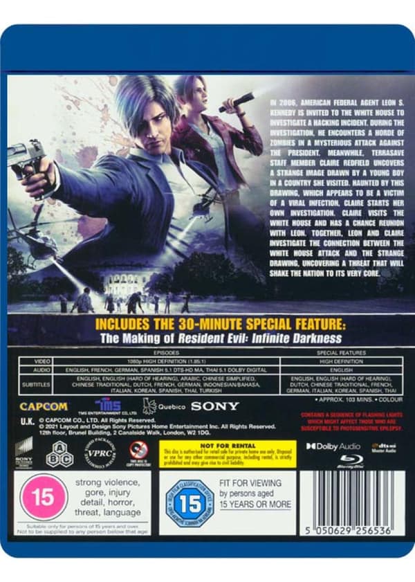 Resident Evil: Infinite Darkness (2021) Mini Series (Blu-Ray)