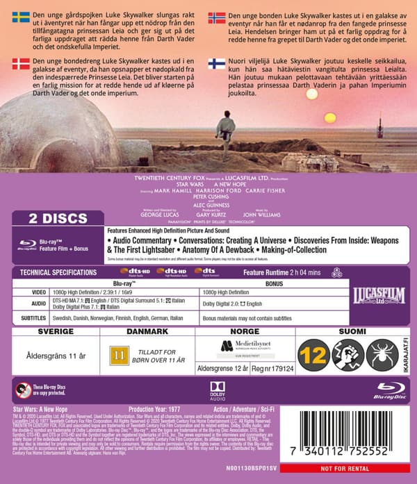 Star Wars: E4 - A New Hope (1977) (Blu-Ray)