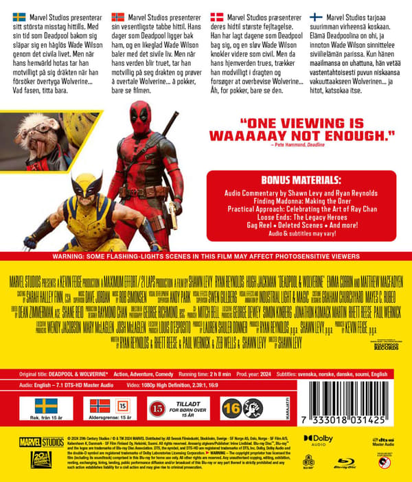 Deadpool & Wolverine (2024) / X-Men Blu-Ray (svensk text)