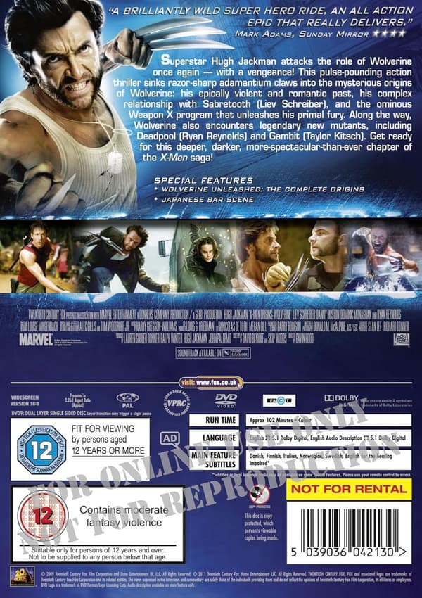 X-Men Origins: Wolverine (2009) (DVD)