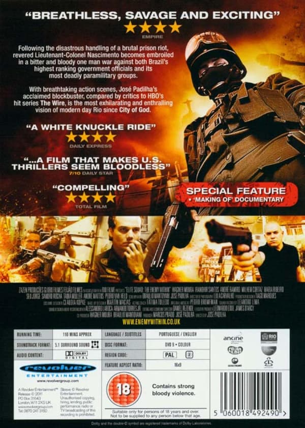 Elite Squad 2: The Enemy Within (2010) Tropa de Elite (DVD)