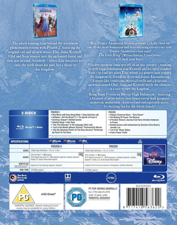 Frozen 1 & 2 (2013 & 2019) (Blu-Ray) 2 Movie Collection
